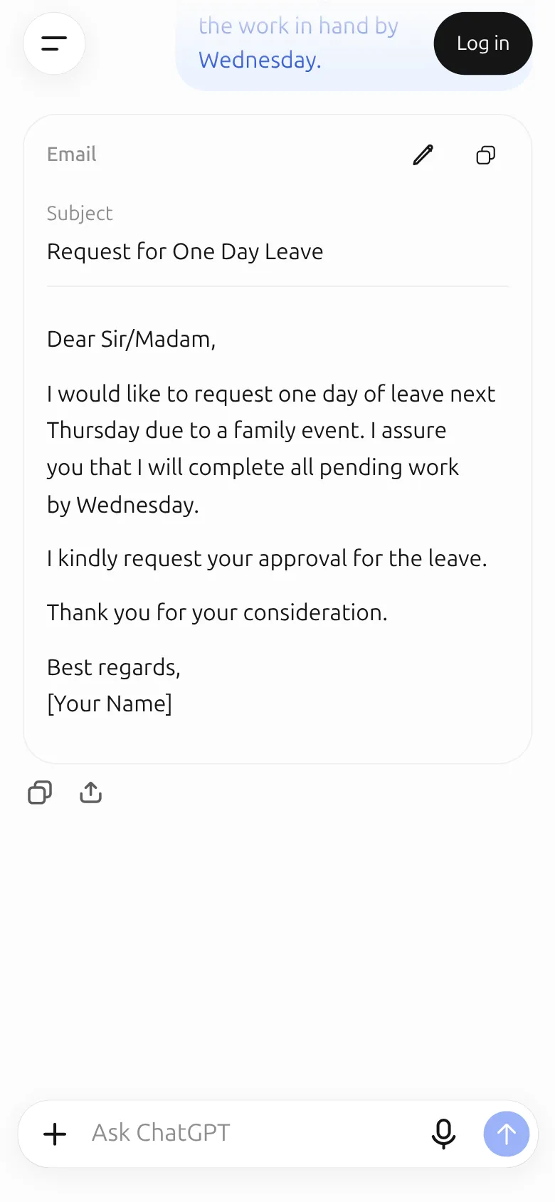 Your first ChatGPT task: a leave email in 5 minutes
